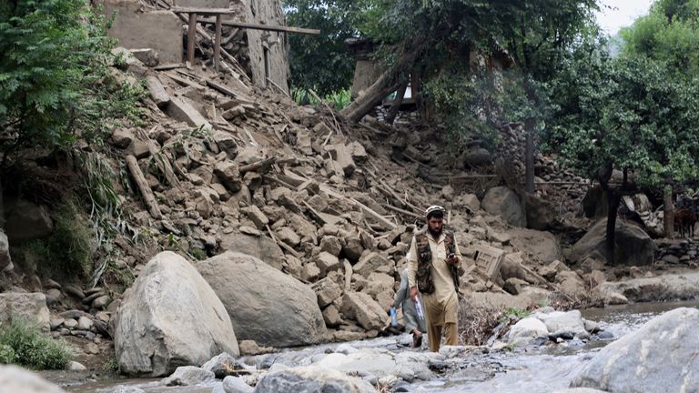 The aftermath of the quake in Mazar Dara, Kunar province, Afghanistan. Pic: AP