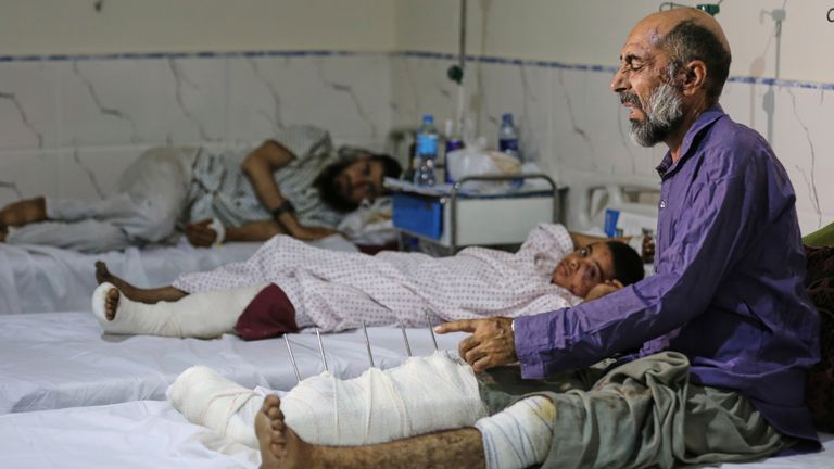 Injured Afghans have been evacuated to a hospital in Jalalabad. Pic: AP