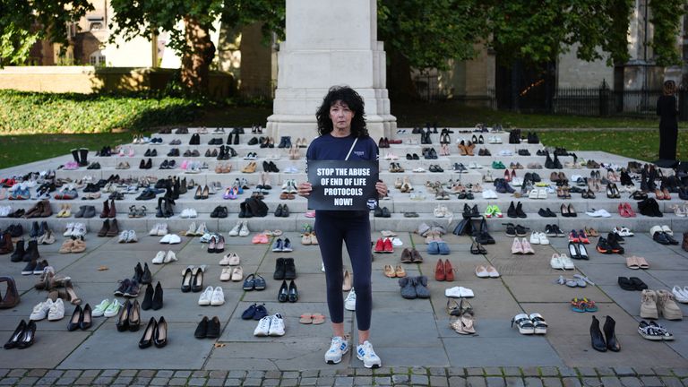 A campaigner in opposition of the bill. Pic: PA