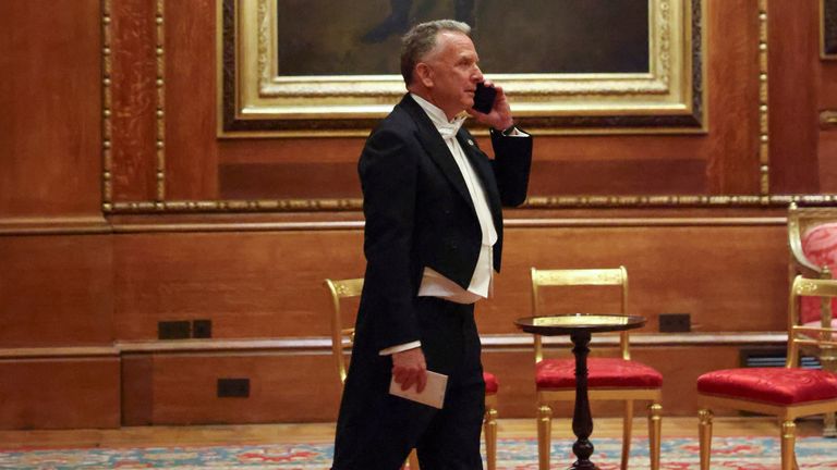White House Special Envoy Steve Witkoff speaks on the phone before the State Banquet.
Pic: Reuters