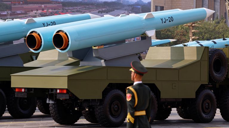 YJ-20 hypersonic anti-ship missiles. Pic: Reuters