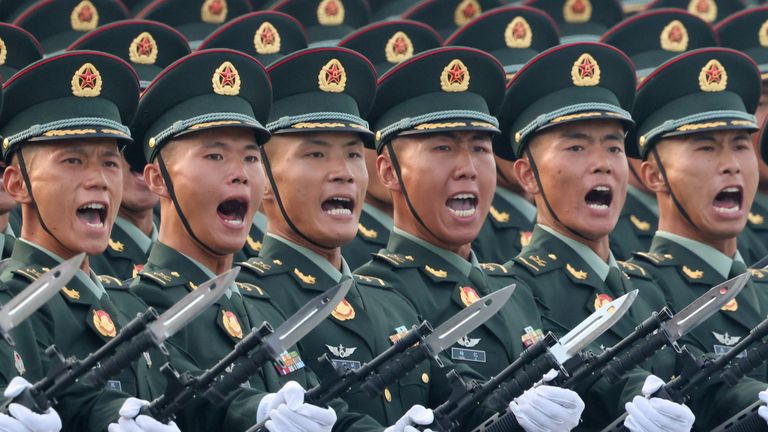 Tens of thousands of troops took part in the parade. Pic: Reuters