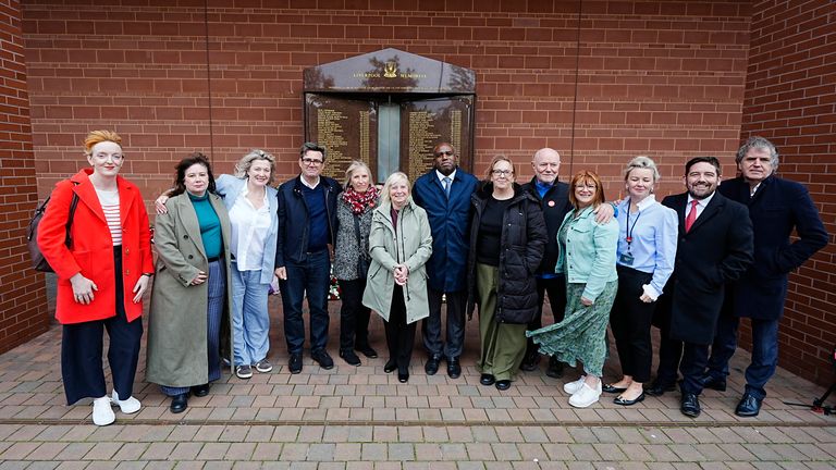 Deputy Prime Minister David Lammy with Hillsborough campaigners. Pic: PA 