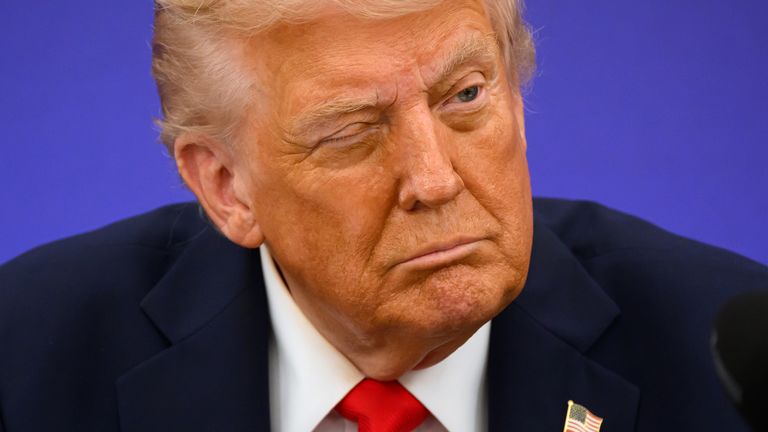 US President Donald Trump announces an agreement between the UK and US during a press conference at Chequers,