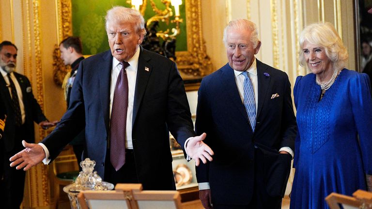 Trump, along with the King and Queen, then viewed items on display during a visit to the Royal Collection exhibition at Windsor Castle.
Pic: PA