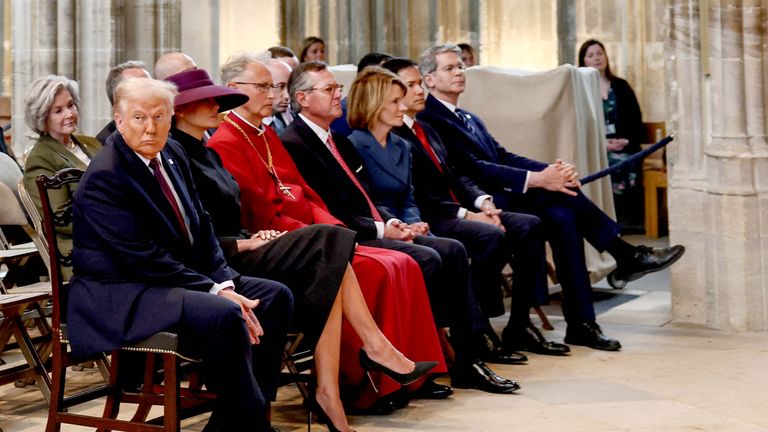The Trumps visit St. George's Chapel during their state visit.
Pic: Reuters