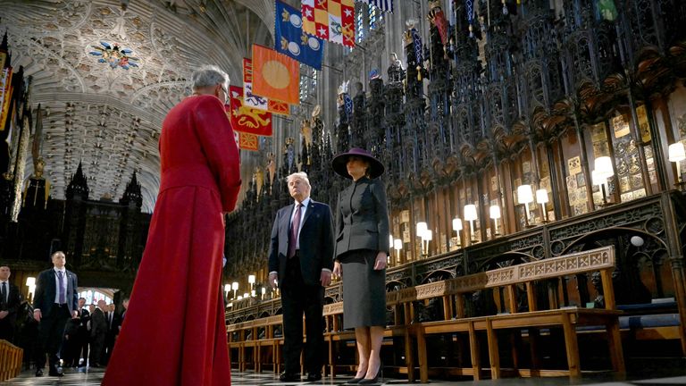 The Trumps during a tour of St George's Chapel. Pic: Reuters