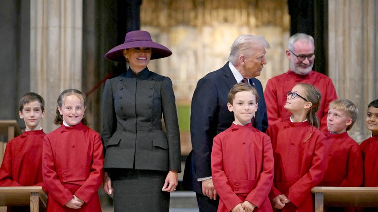 They then met young members of the choir. Pic: Reuters