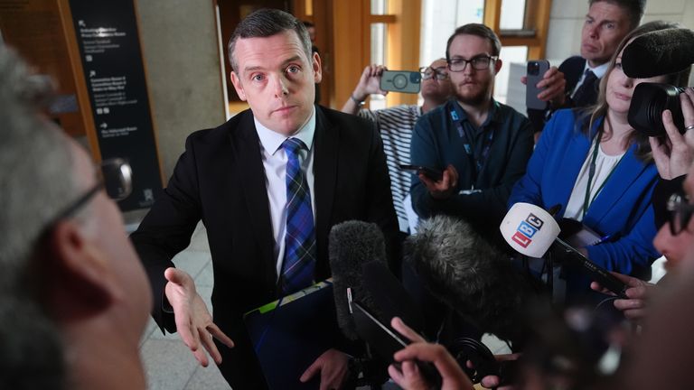 Mr Ross speaking to journalists on Thursday. Pic: PA