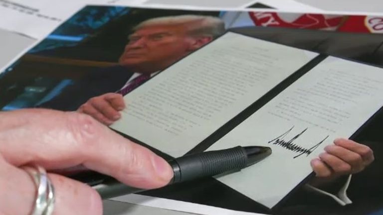 Donald Trump's signature in more recent times as president