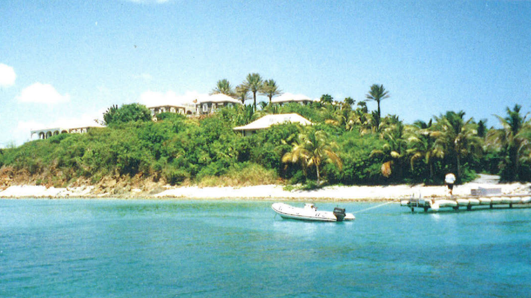 A picture of a tropical island in the Epstein 'birthday book'. Pic: US House Oversight Committee