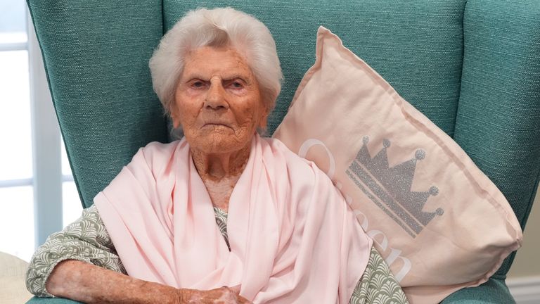 Ethel Caterham at home in Lightwater, Surrey. Pic: PA