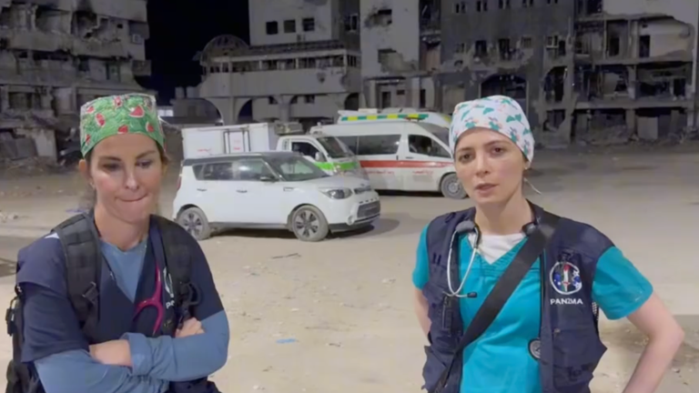 Dr Nada Abu Alrub (right) says the hospital is close to breaking point. Pic: TikTok/@nadaarub