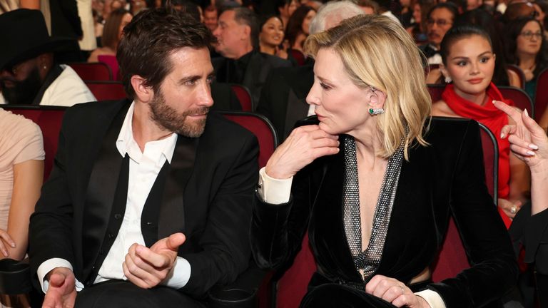 Jake Gyllenhaal, seated next to Cate Blanchett at the ceremony. Pic: Danny Moloshok/Invision for the Television Academy/AP