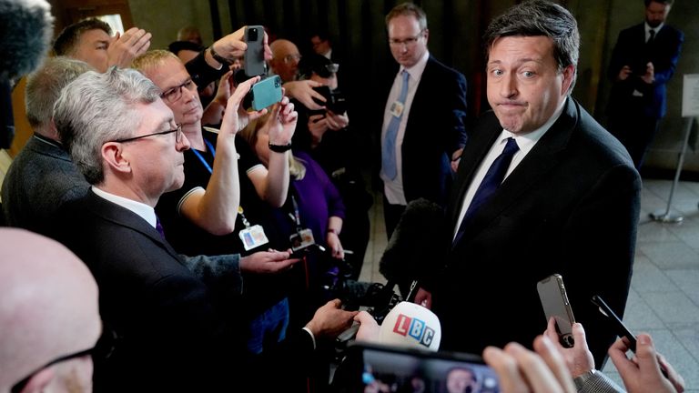Jamie Hepburn speaks to the media on Thursday. Pic: PA