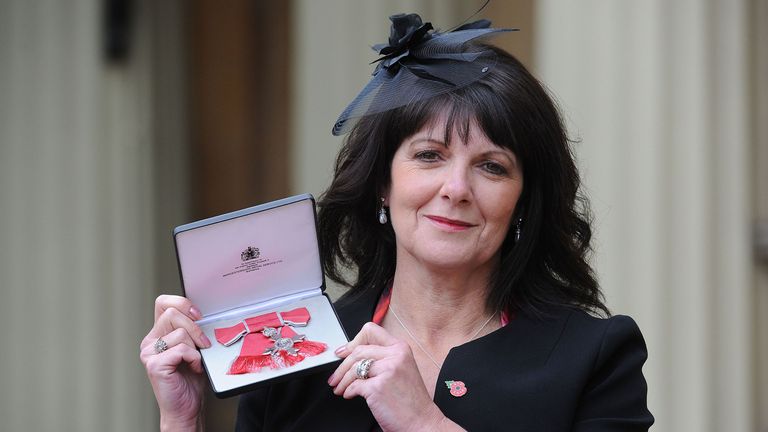Jayne Senior with her MBE in 2016. Pic: PA