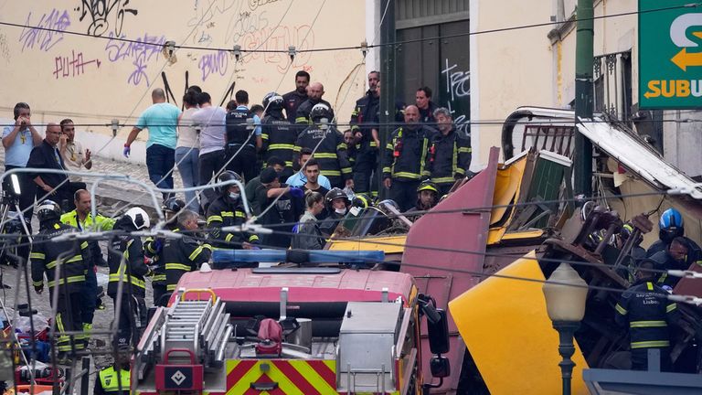 Emergency services at the scene. Pic: AP