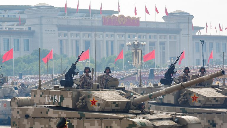 Tanks are among the hardware on display. Pic: Reuters