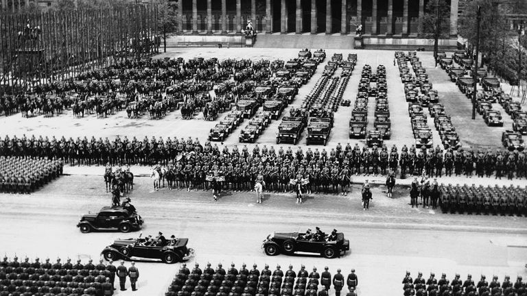 The spectacle in Berlin on 20 April 1938. Pic: AP