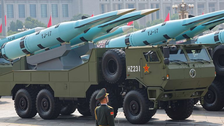 YJ-17 hypersonic anti-ship missiles. Pic: Reuters