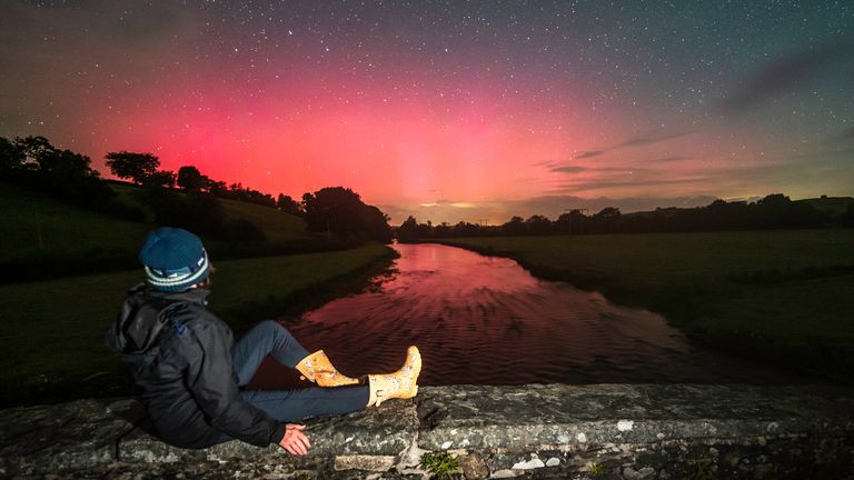 The Northern Lights over the Cambrian Mountains in Wales. Pic: www.serydda.co.uk 
