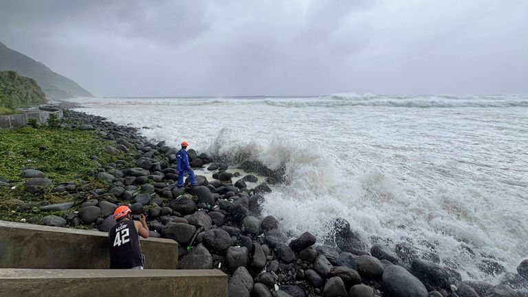 Strong waves batter Basco, Batanes province, northern Philippines, on Monday. (AP Photo/Justine Mark Pillie Fajardo)