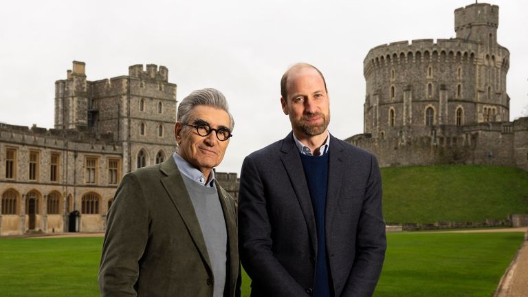 Eugene Levy and the Prince of Wales at Windsor Castle. Pic: PA
