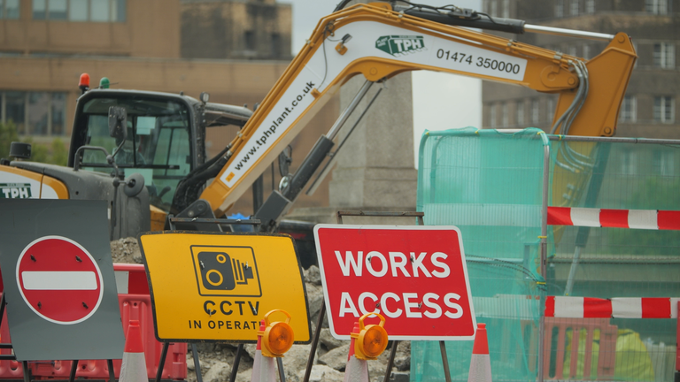 Heavy machinery carrying retired  roadworks successful  London