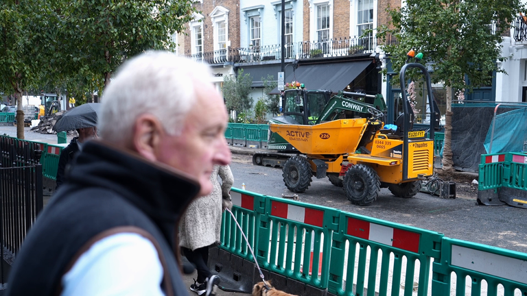 Heavy machinery carrying retired  roadworks successful  London