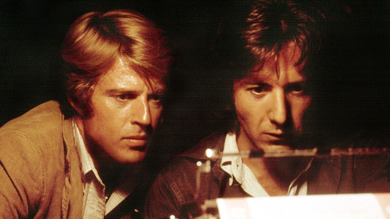 Redford and Dustin Hoffman in All The President's Men, released in 1976. Pic: Everett/Shutterstock
