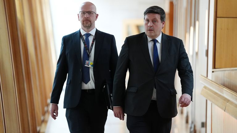 MSP Jamie Hepburn, right, with Colin McAllister, the Scottish government's chief of staff. Pic: PA
