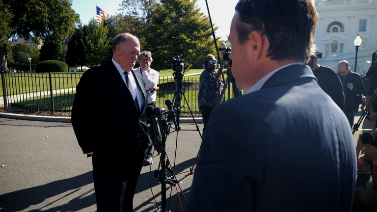 White House border czar Tom Homan takes a question from Mark Stone