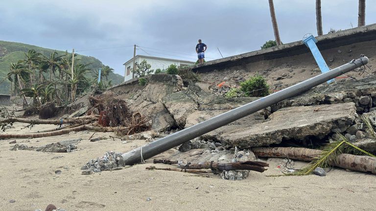 More damage to the roads in northern Philippines. Pic: AP