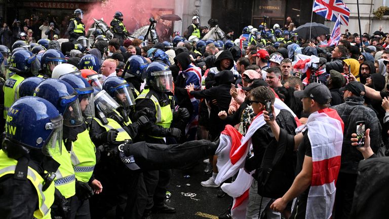 Protesters in Whitehall. Pic: Reuters