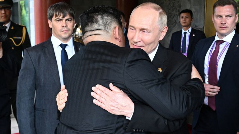 Putin and Kim Jong Un in Beijing this week. Pic: Reuters