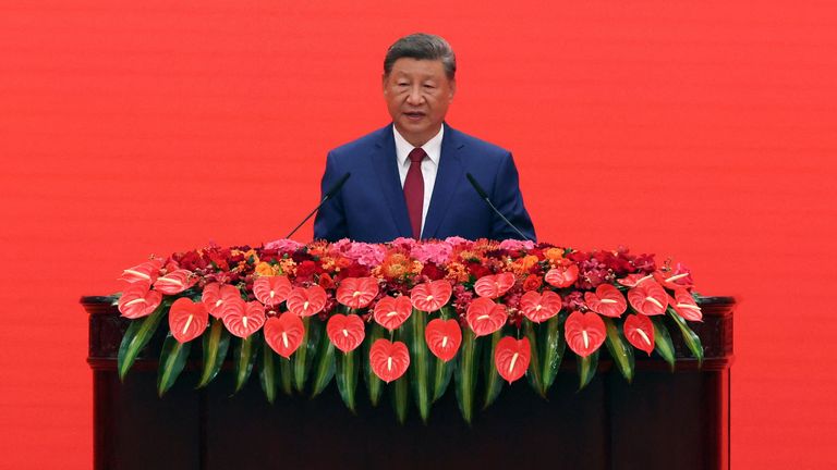 Xi Jinping delivers a speech. Pic: Reuters