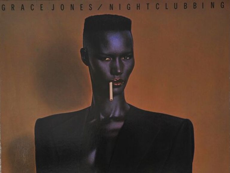 Grace Jones wears an Armani blazer on the cover of the album Nightclubbing. Pic: AP