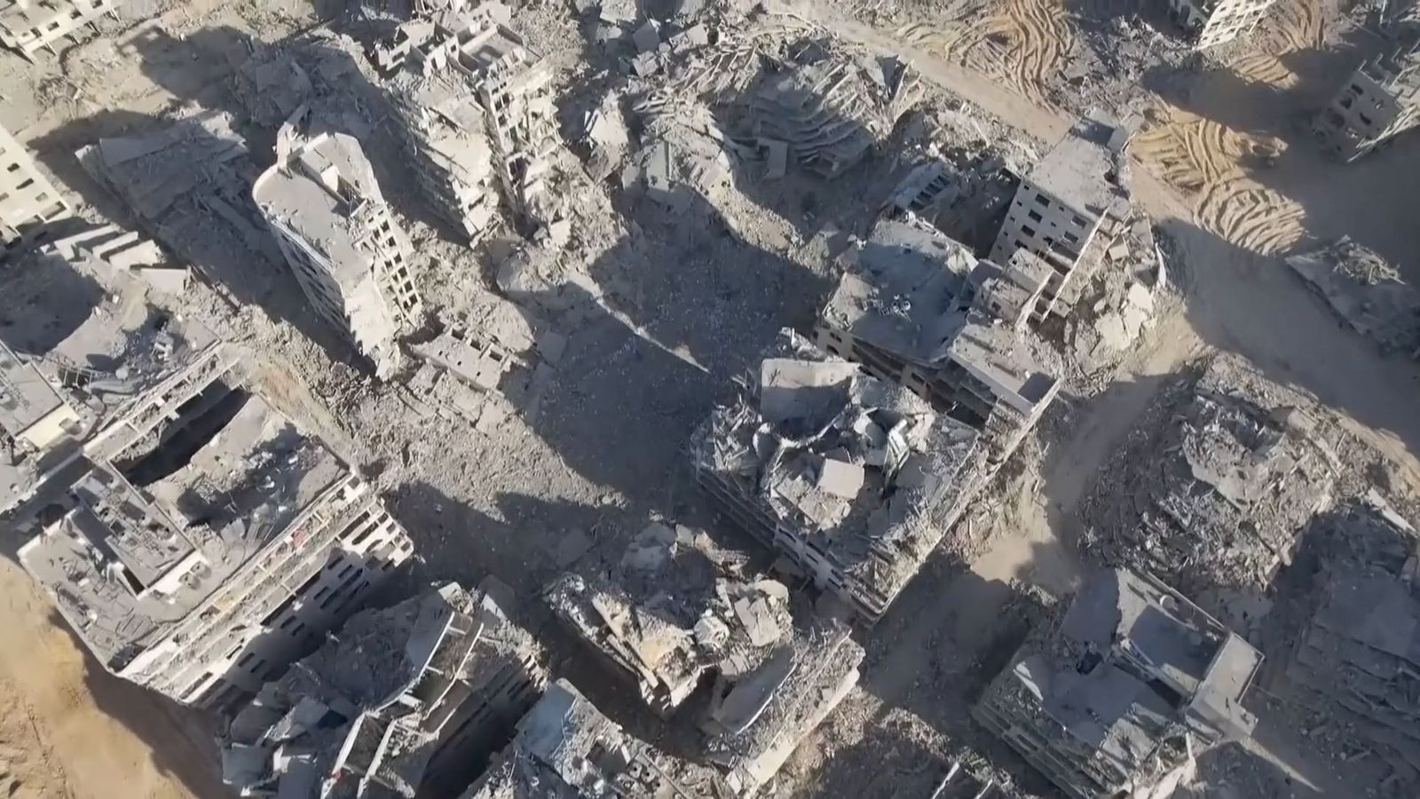 Drones capture staggering images of Gaza devastation - as people find nothing left