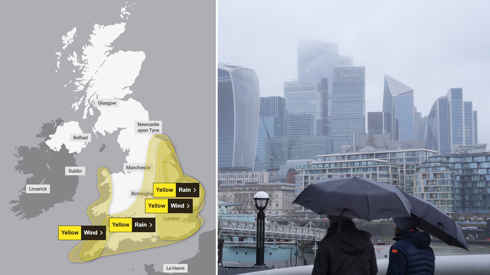UK weather: Four Met Office warnings in place as Storm Benjamin hits