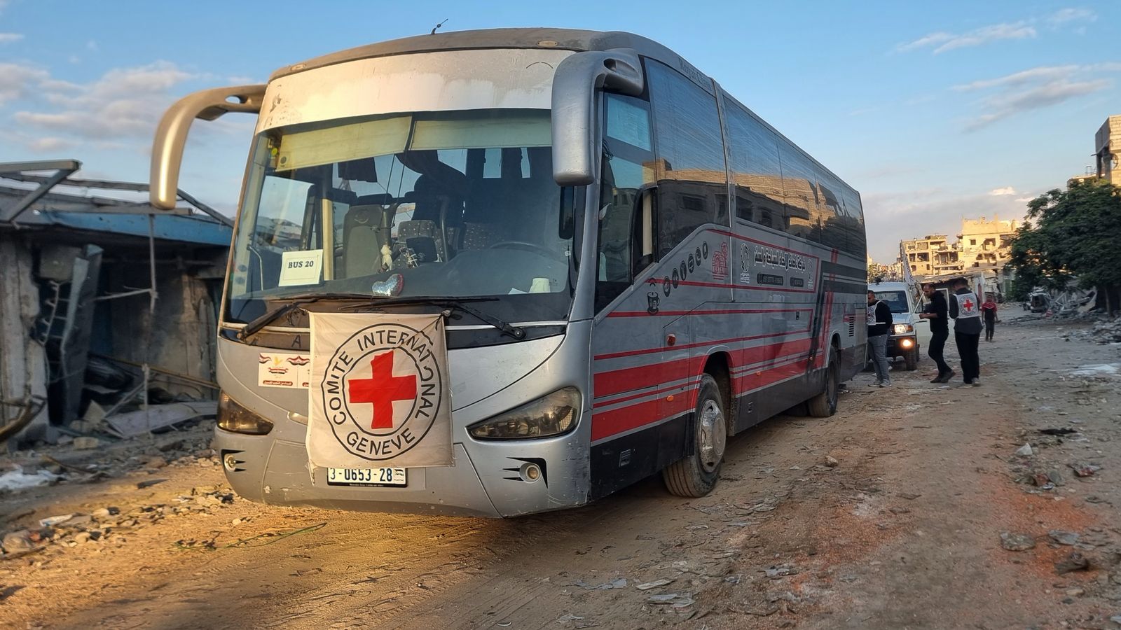 Israel says first hostages handed to Red Cross as Palestinian prisoners also expected to be released