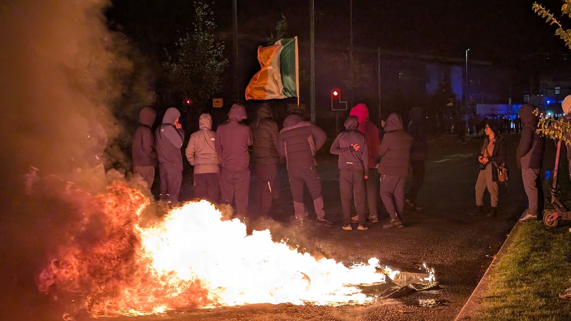 Police helicopter targeted with lasers by 'mob intent on violence' in Dublin