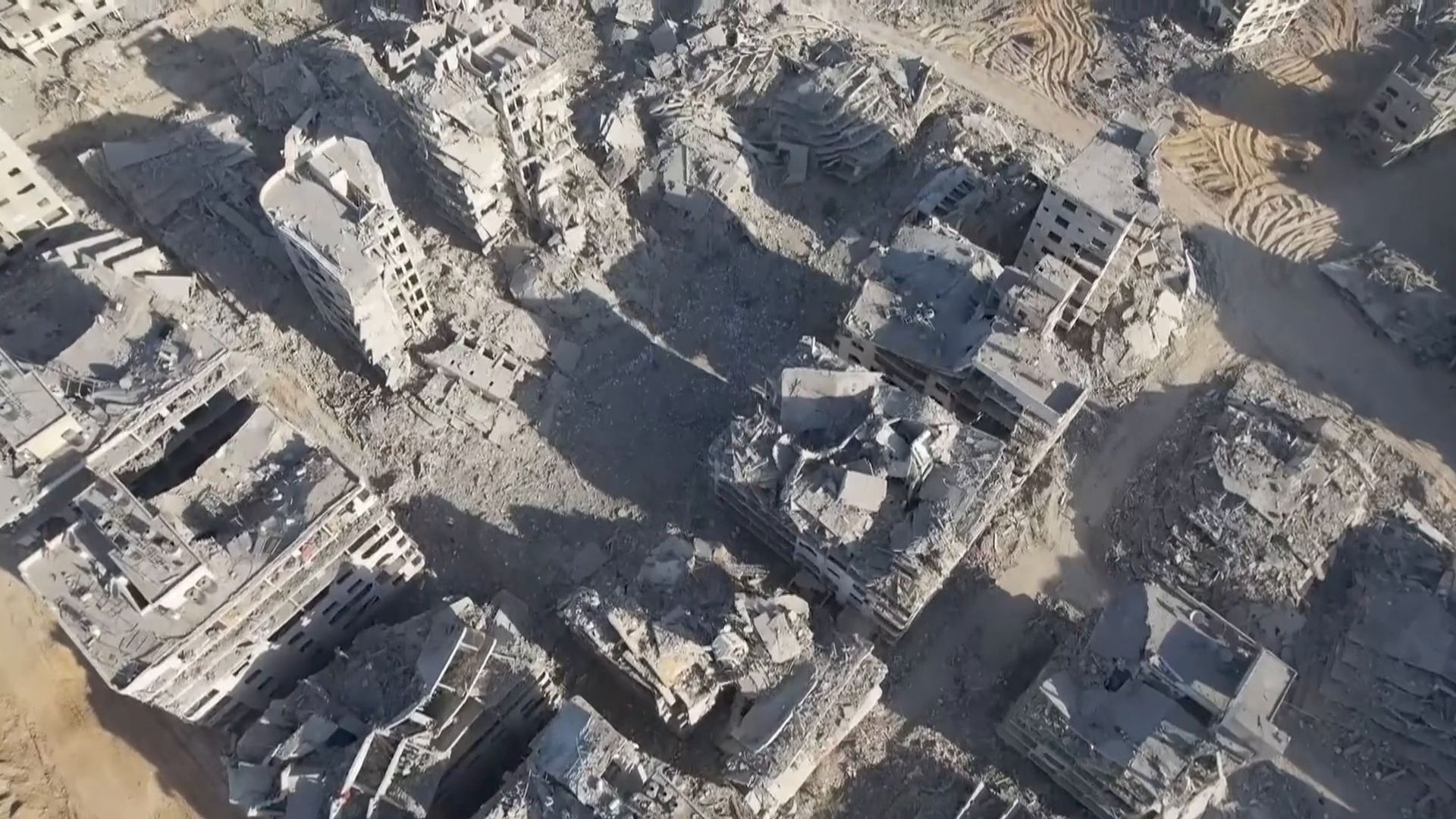 Drones capture staggering images of Gaza devastation - as people find nothing left