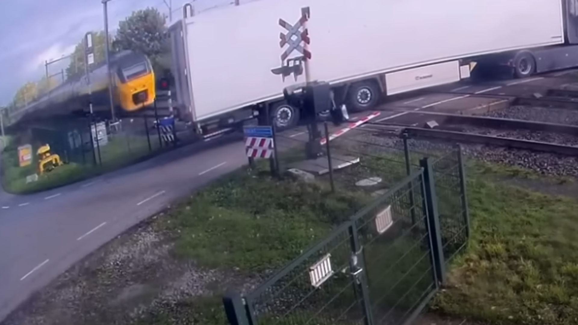 'Shocking' footage shows train crashing into lorry at level crossing