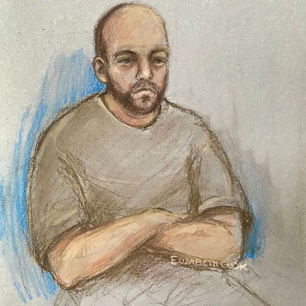 Court artist drawing by Elizabeth Cook of Samuel Dodsworth. Pic: PA