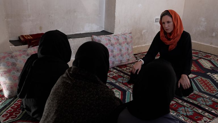 A mother speaks to Sky News with her daughter and niece