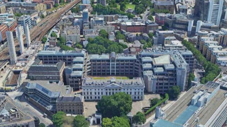 An aerial view of the current Royal Mint Court