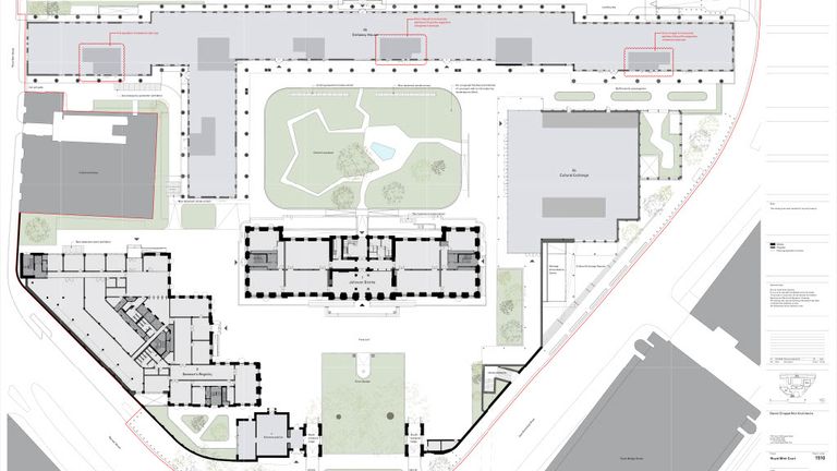 Much of the ground floor plans are also greyed out 'for security reasons'. Pic: David Chipperfield Architects