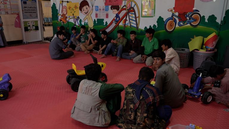 A room of boys who have crossed the border