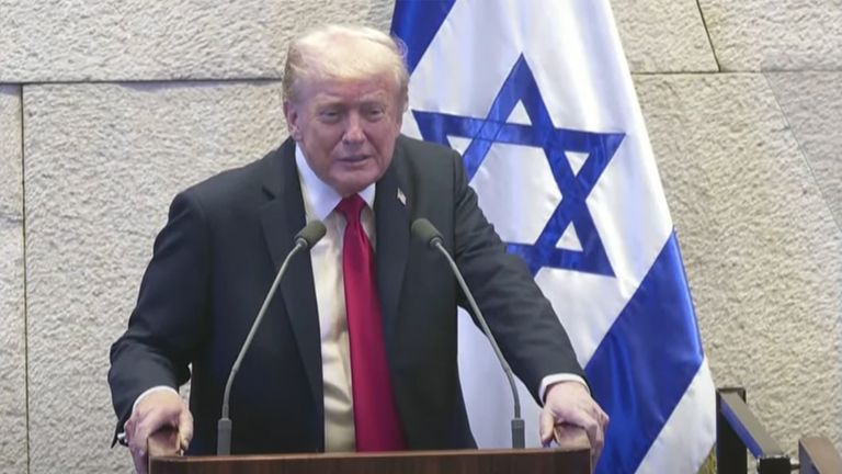 Donald Trump addresses the Israeli Knesset