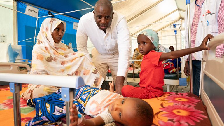 David Lammy, when he was foreign secretary, on a visit to Chad to see how aid agencies are dealing with the humanitarian crisis. Pic: PA